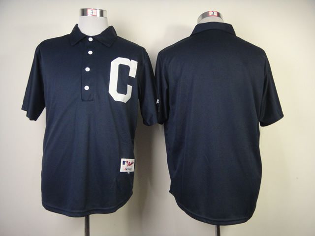 Men Cleveland Indians Blank Blue 1902 MLB Jerseys